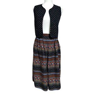 VTG St Michael UK 12L Quilted Floral Bolero & Boho Ethnic Print Skirt Set M&S Ma